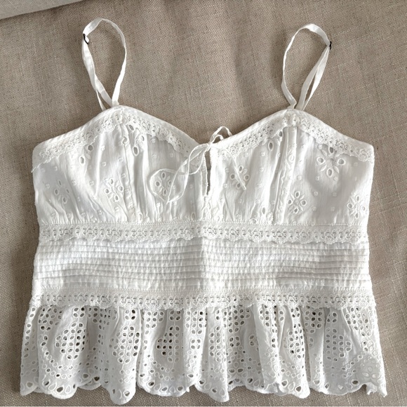 Hollister Tops - Hollister White Smocked Eyelet Peplum Camisole